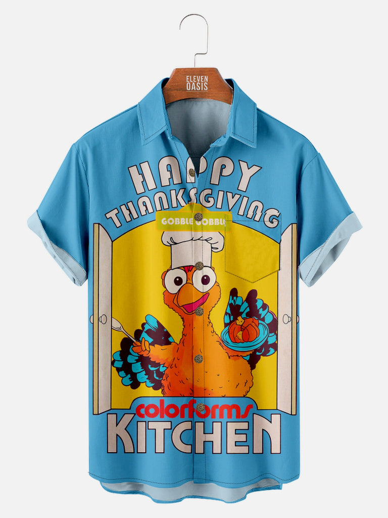 Men's Thanksgiving Turkey Chef Short Sleeve ShirtMens short sleeve shirts Big and tall Mens shirts Short sleeve shirts for men Mens 4xl shirts Casual short sleeve shirts