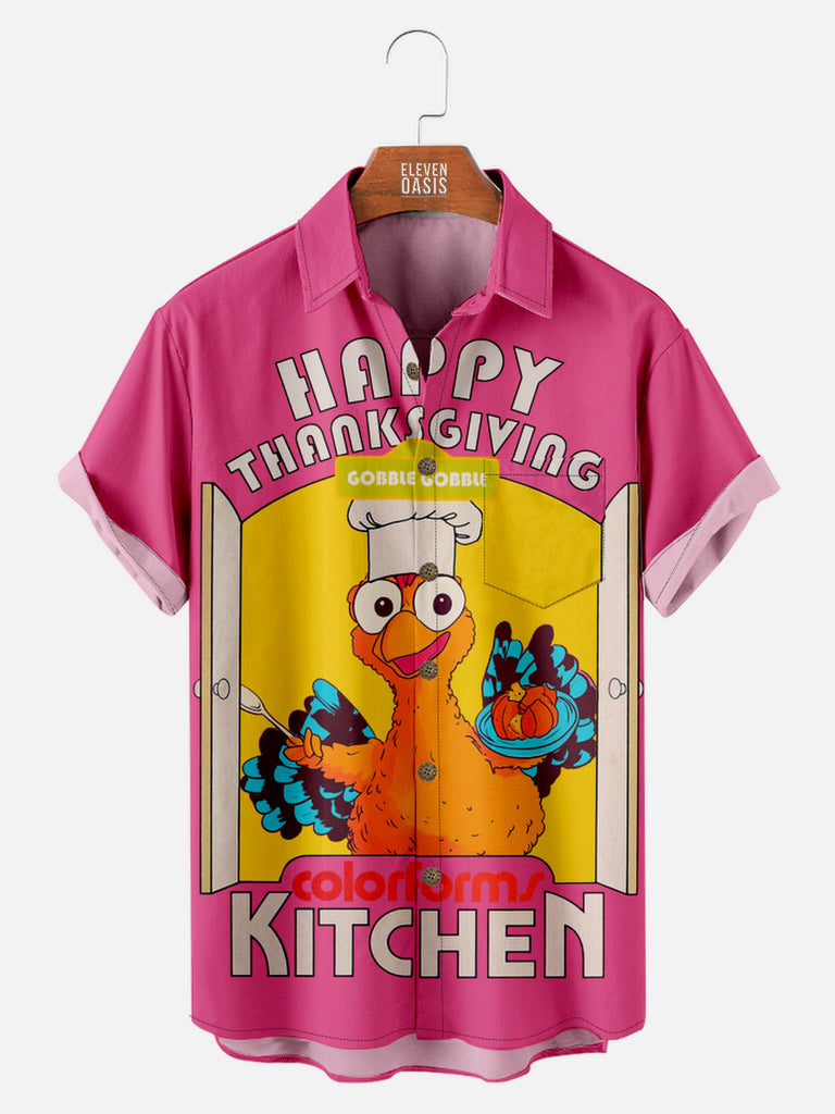 Men's Thanksgiving Turkey Chef Short Sleeve ShirtMens short sleeve shirts Big and tall Mens shirts Short sleeve shirts for men Mens 4xl shirts Casual short sleeve shirts