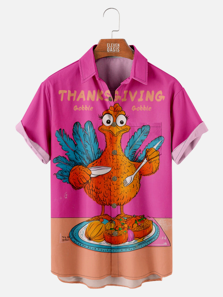 Men's Thanksgiving Turkey has a Pumpkin Feast Short Sleeve ShirtMens short sleeve shirts Big and tall Mens shirts Short sleeve shirts for men Mens 4xl shirts Casual short sleeve shirts