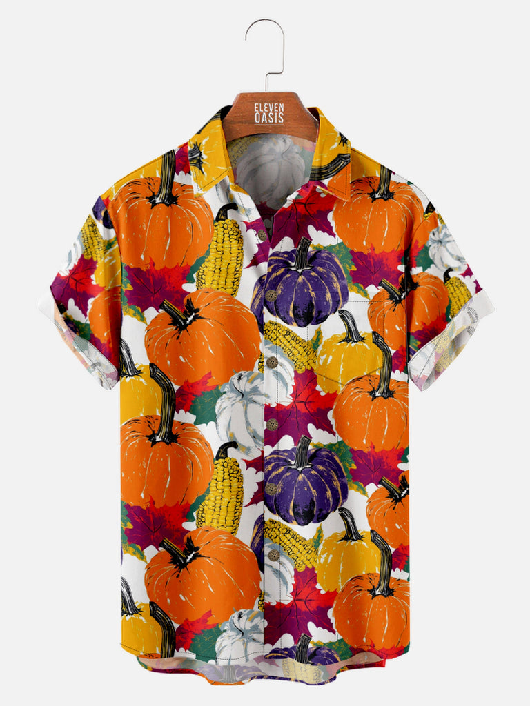 Men's Assorted Pumpkins for Thanksgiving Short Sleeve ShirtMens short sleeve shirts Big and tall Mens shirts Short sleeve shirts for men Mens 4xl shirts Casual short sleeve shirts