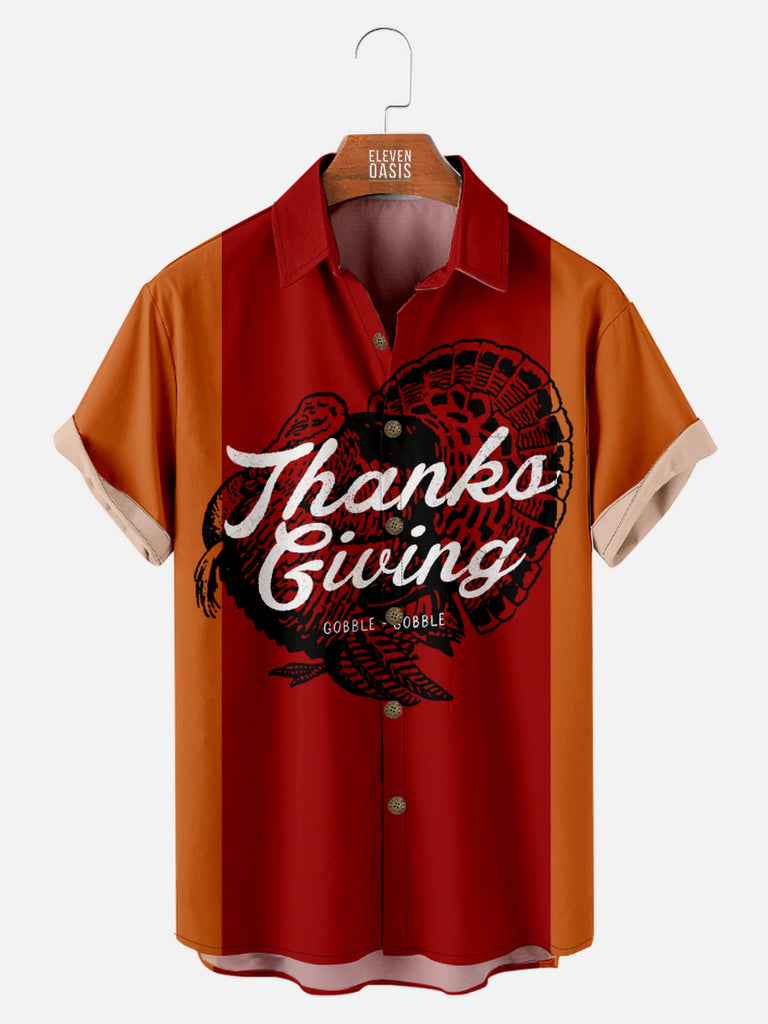 Men's Thanksgiving Turkey Gobble Gobble Short Sleeve ShirtMens short sleeve shirts Big and tall Mens shirts Short sleeve shirts for men Mens 4xl shirts Casual short sleeve shirts