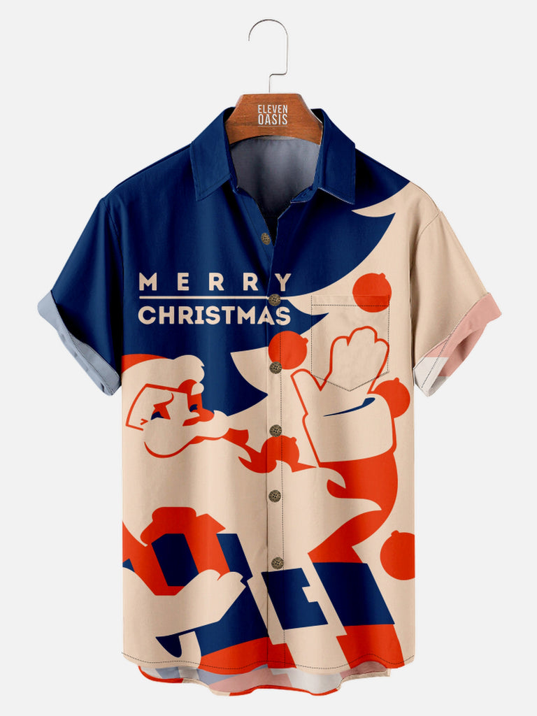 Men's Abstract Art Merry Christmas Santa Line Art Short Sleeve ShirtMens short sleeve shirts Big and tall Mens shirts Short sleeve shirts for men Mens 4xl shirts Casual short sleeve shirts