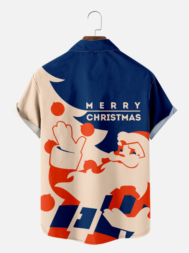 Men's Abstract Art Merry Christmas Santa Line Art Short Sleeve ShirtMens short sleeve shirts Big and tall Mens shirts Short sleeve shirts for men Mens 4xl shirts Casual short sleeve shirts