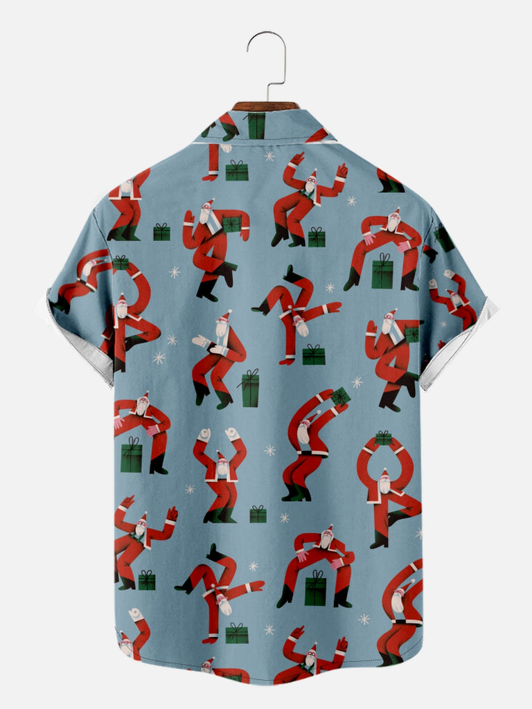 Men's Happy Dancing Santa with Presents All Over Print Short Sleeve ShirtMens short sleeve shirts Big and tall Mens shirts Short sleeve shirts for men Mens 4xl shirts Casual short sleeve shirts