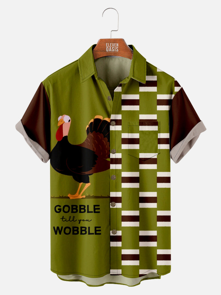 Men's Thanksgiving Turkey Gobble Till You Wobble Short Sleeve ShirtMens short sleeve shirts Big and tall Mens shirts Short sleeve shirts for men Mens 4xl shirts Casual short sleeve shirts