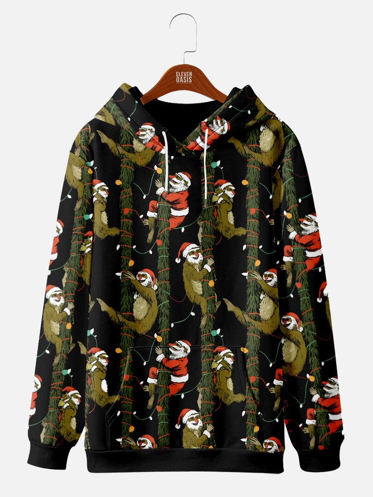 Monkeys in Santa Costume Climbing Hoodie, mens short sleeve shirts¡ê?big and tall mens shirts¡ê?short sleeve shirts for men¡ê?mens 4xl shirts¡ê?casual short sleeve shirts