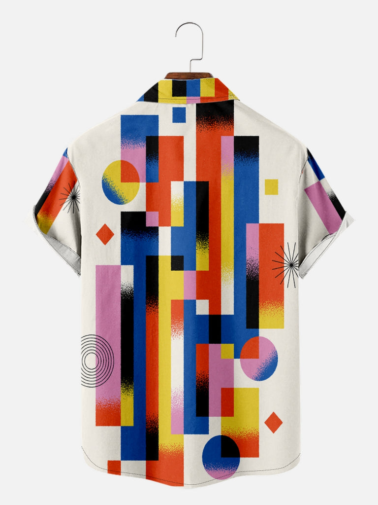 Men's Trapper Keeper Inspired Stripes and Circle Pattern Short Sleeve Shirt, mens short sleeve shirts¡ê?big and tall mens shirts¡ê?short sleeve shirts for men¡ê?mens 4xl shirts¡ê?casual short sleeve shirts