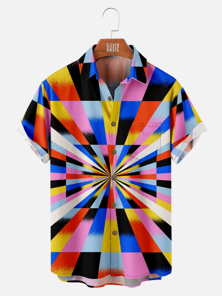 Men's Trapper Keeper Inspired Optical Illusion Short Sleeve Shirt, mens short sleeve shirts£¬big and tall mens shirts£¬short sleeve shirts for men£¬mens 4xl shirts£¬casual short sleeve shirts