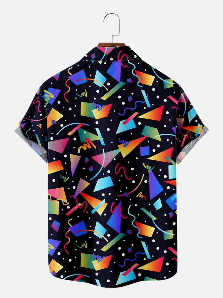 Men's Trapper Keeper Geometric Rainbow Gradient Shapes Short Sleeve Shirt, mens short sleeve shirts¡ê?big and tall mens shirts¡ê?short sleeve shirts for men¡ê?mens 4xl shirts¡ê?casual short sleeve shirts