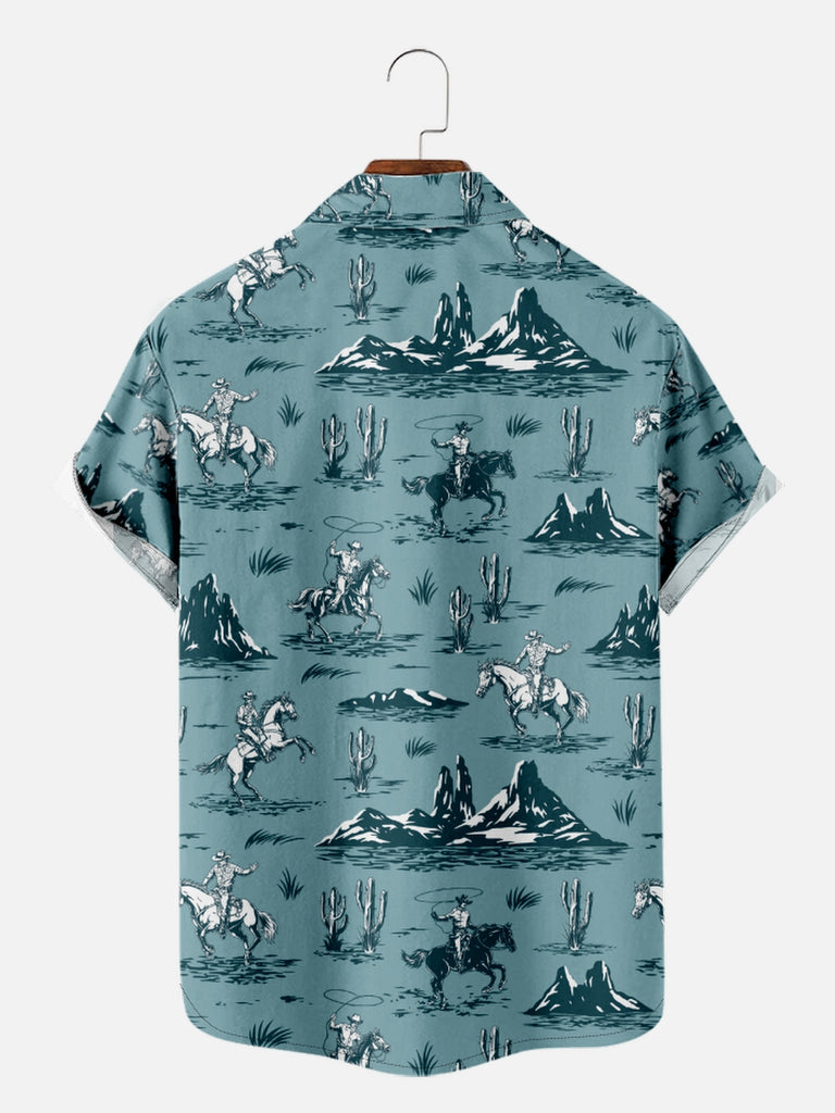 Men's Cowboys in the Desert All Over Print Short Sleeve Shirt, mens short sleeve shirts¡ê?big and tall mens shirts¡ê?short sleeve shirts for men¡ê?mens 4xl shirts¡ê?casual short sleeve shirts