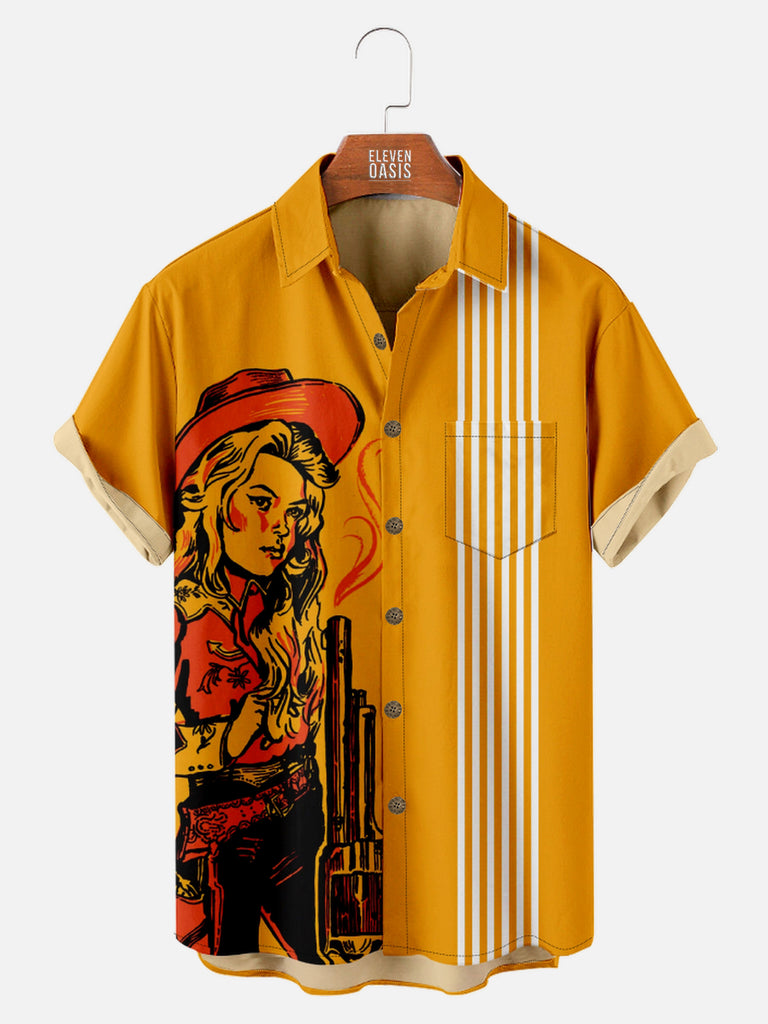 Men's Cowgirl with her Shotgun Short Sleeve Shirt, mens short sleeve shirts¡ê?big and tall mens shirts¡ê?short sleeve shirts for men¡ê?mens 4xl shirts¡ê?casual short sleeve shirts