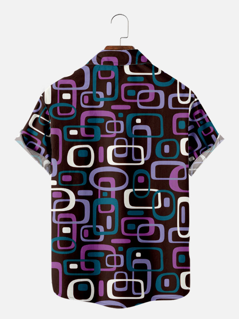 Men's Iconic 70s Pattern in Purple Short Sleeve Shirt, mens short sleeve shirts?¨º?big and tall mens shirts?¨º?short sleeve shirts for men?¨º?mens 4xl shirts?¨º?casual short sleeve shirts