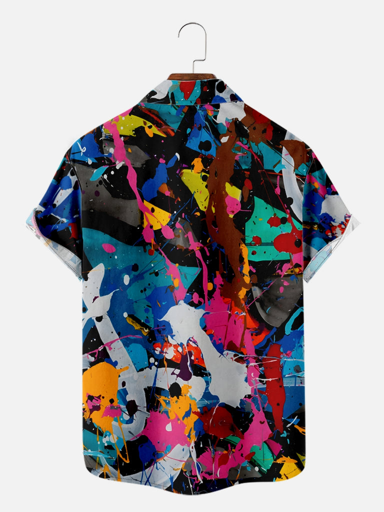 Men's Colorful Paint Blotches and Splatters Short Sleeve Shirt, mens short sleeve shirts¡ê?big and tall mens shirts¡ê?short sleeve shirts for men¡ê?mens 4xl shirts¡ê?casual short sleeve shirts