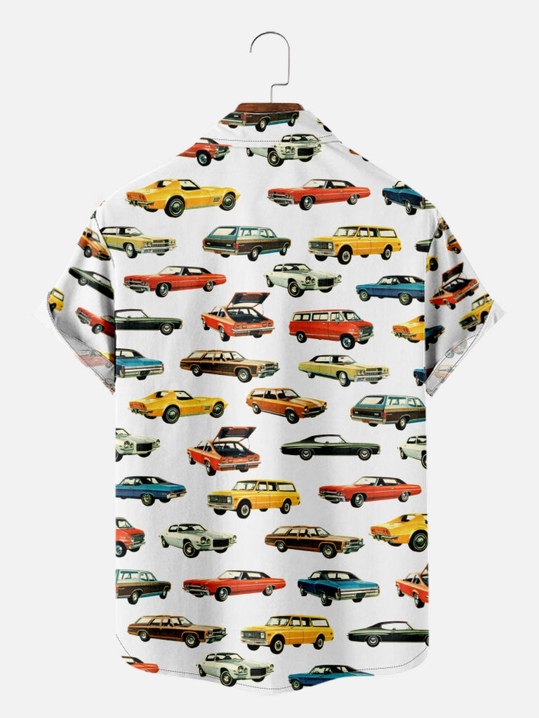 Men's Vintage Cars All Over Print Short Sleeve Shirt, mens short sleeve shirts¡ê?big and tall mens shirts¡ê?short sleeve shirts for men¡ê?mens 4xl shirts¡ê?casual short sleeve shirts