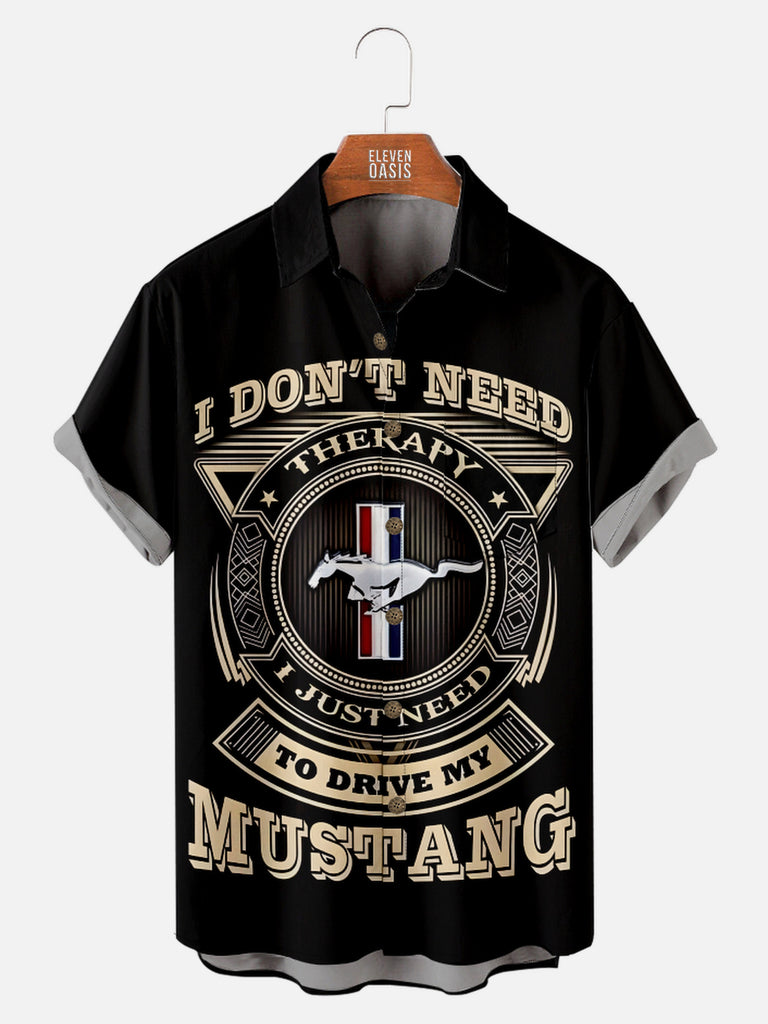 Men's Funny I Don't Need Therapy I Just Need to Drive My Mustang Short Sleeve Shirt, mens short sleeve shirts¡ê?big and tall mens shirts¡ê?short sleeve shirts for men¡ê?mens 4xl shirts¡ê?casual short sleeve shirts