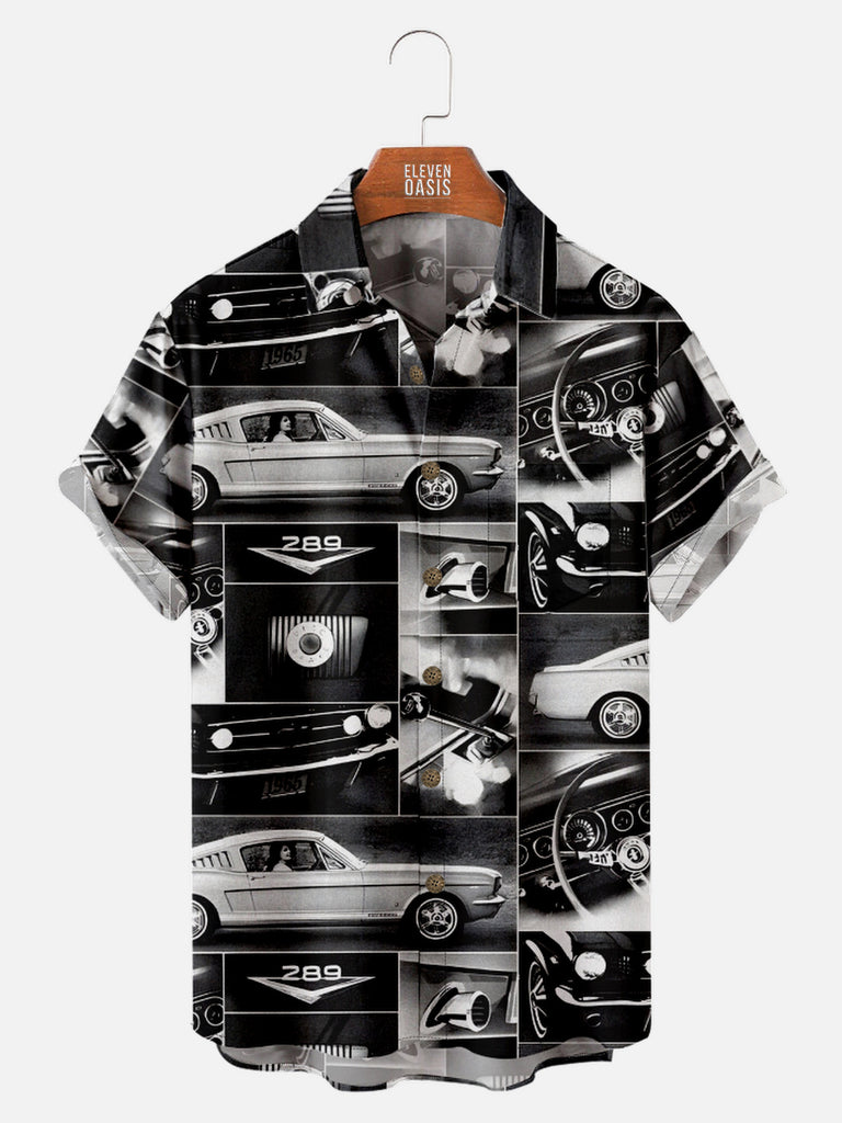 Men's Muscle Car 289 Engine Short Sleeve Shirt, mens short sleeve shirts£¬big and tall mens shirts£¬short sleeve shirts for men£¬mens 4xl shirts£¬casual short sleeve shirts