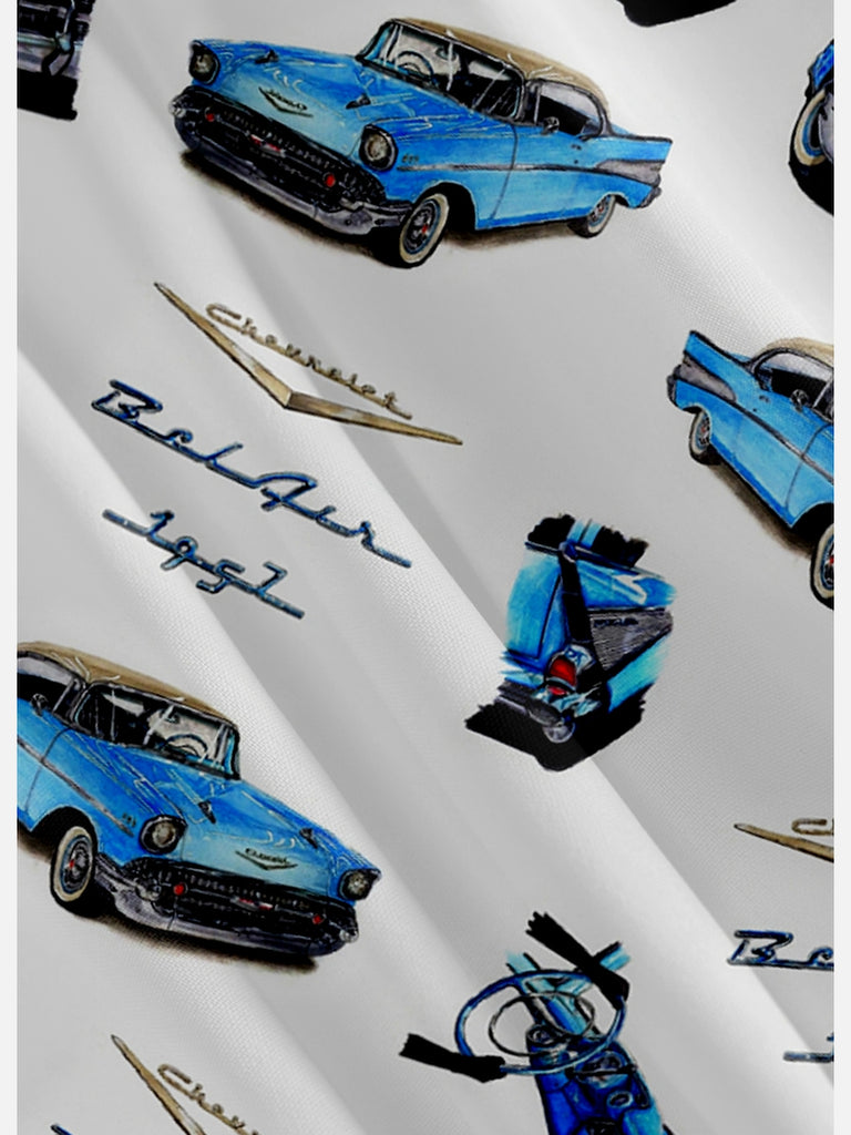 Men's All Over Print Blue Chevrolet Bel Air 1957 Short Sleeve Shirt, mens short sleeve shirts£¬big and tall mens shirts£¬short sleeve shirts for men£¬mens 4xl shirts£¬casual short sleeve shirts