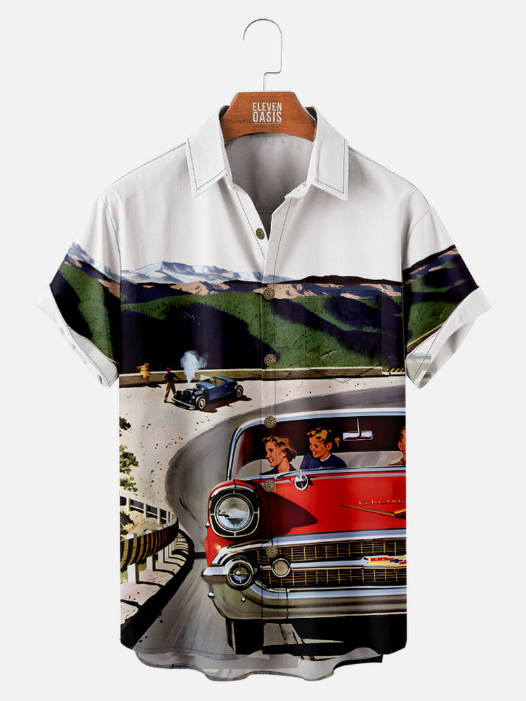 Men's Vintage Family Road Trip in a Chevrolet Short Sleeve Shirt, mens short sleeve shirts?¨º?big and tall mens shirts?¨º?short sleeve shirts for men?¨º?mens 4xl shirts?¨º?casual short sleeve shirts