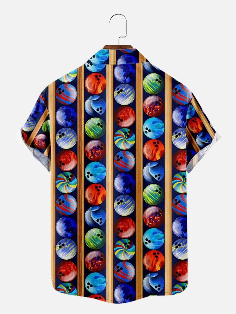 Men's Colorful Bowling Balls Short Sleeve Shirt, mens short sleeve shirts¡ê?big and tall mens shirts¡ê?short sleeve shirts for men¡ê?mens 4xl shirts¡ê?casual short sleeve shirts