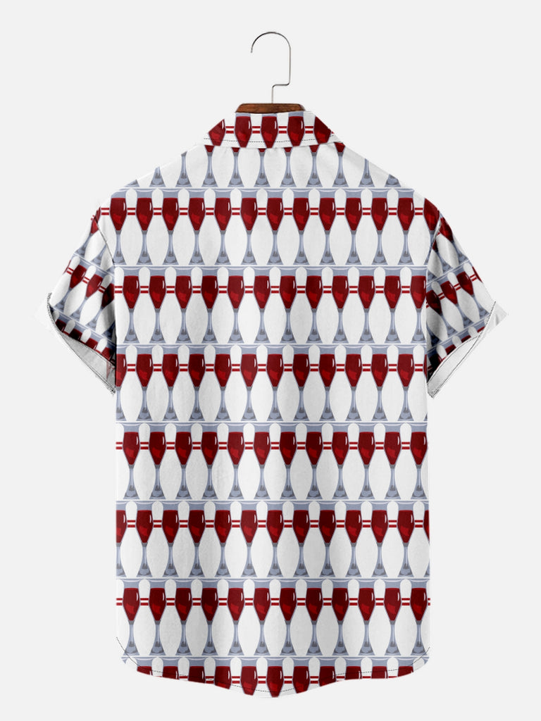 Men's Are Those Wine Glasses or Bowling Pins All Over Print Short Sleeve Shirt, mens short sleeve shirts£¬big and tall mens shirts£¬short sleeve shirts for men£¬mens 4xl shirts£¬casual short sleeve shirts