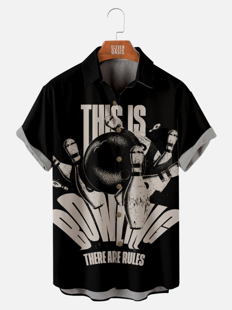 Men's This is Bowling There Are Rules Short Sleeve Shirt, mens short sleeve shirts£¬big and tall mens shirts£¬short sleeve shirts for men£¬mens 4xl shirts£¬casual short sleeve shirts