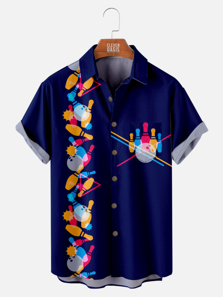 Men's Disco-Inspired Love for Bowling Short Sleeve Shirt, mens short sleeve shirts£¬big and tall mens shirts£¬short sleeve shirts for men£¬mens 4xl shirts£¬casual short sleeve shirts