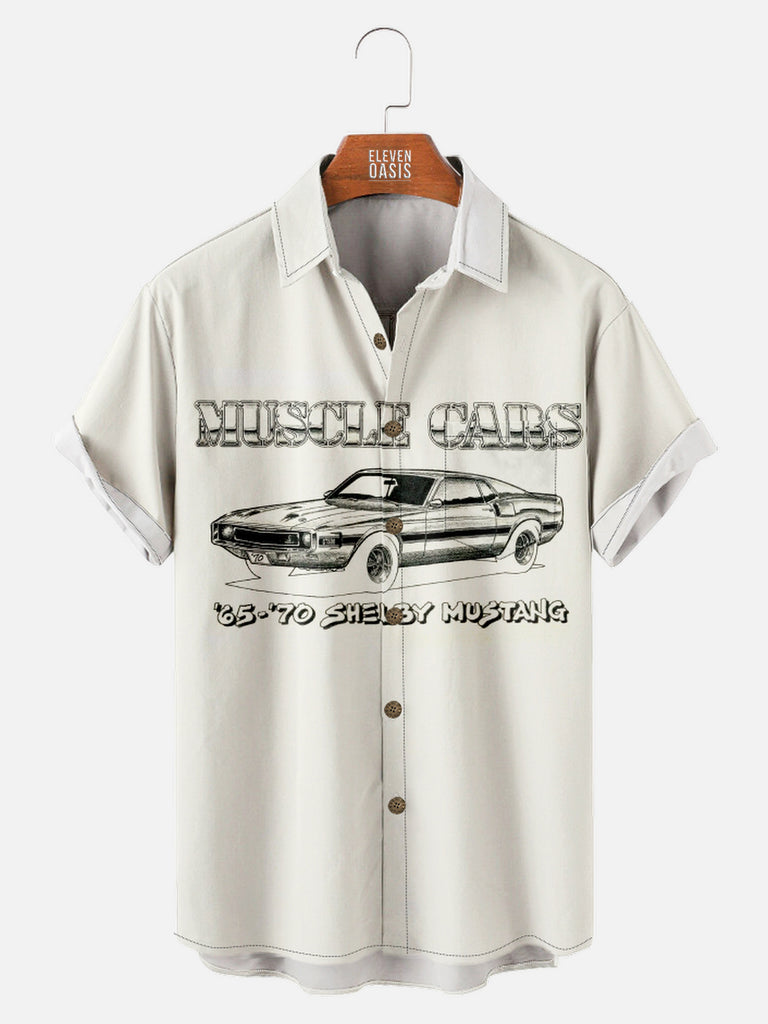 Men's Ode to Muscle Cars White Short Sleeve Shirt, mens short sleeve shirts¡ê?big and tall mens shirts¡ê?short sleeve shirts for men¡ê?mens 4xl shirts¡ê?casual short sleeve shirts