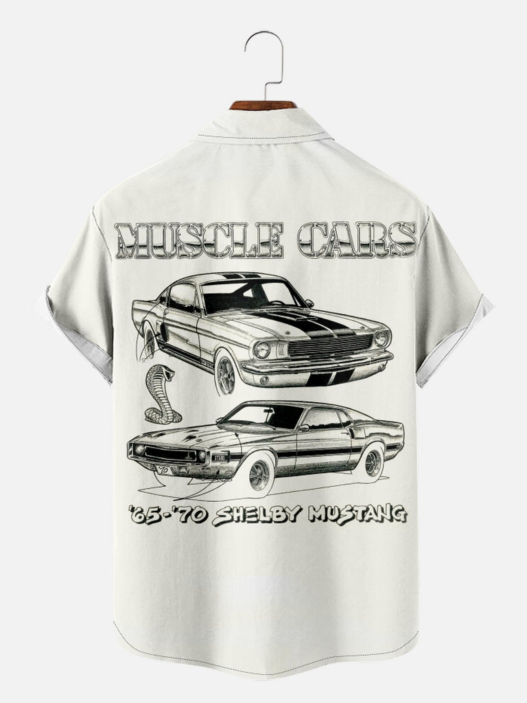 Men's Ode to Muscle Cars White Short Sleeve Shirt, mens short sleeve shirts¡ê?big and tall mens shirts¡ê?short sleeve shirts for men¡ê?mens 4xl shirts¡ê?casual short sleeve shirts