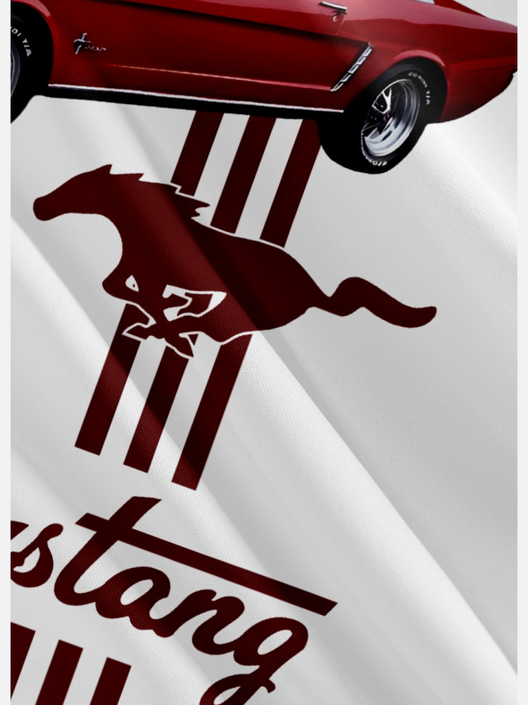 Men's 1965 Ford Mustang Striped White Short Sleeve Shirt, mens short sleeve shirts£¬big and tall mens shirts£¬short sleeve shirts for men£¬mens 4xl shirts£¬casual short sleeve shirts