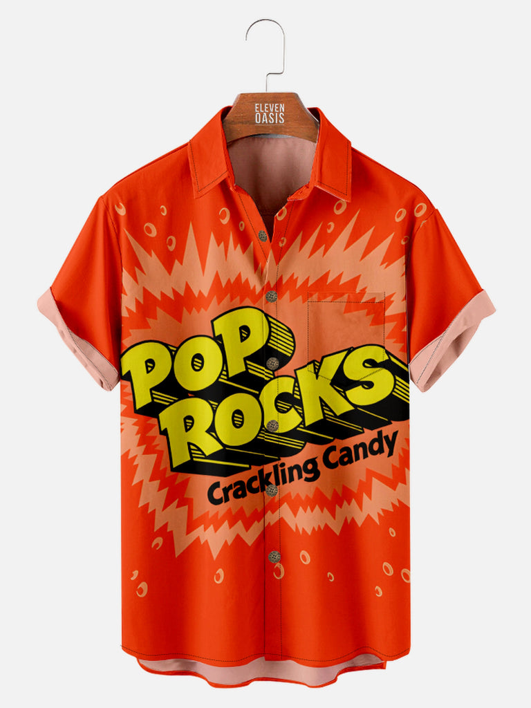 Men's Vintage Pop Rocks Crackling Candy Short Sleeve Shirt, mens short sleeve shirts£¬big and tall mens shirts£¬short sleeve shirts for men£¬mens 4xl shirts£¬casual short sleeve shirts