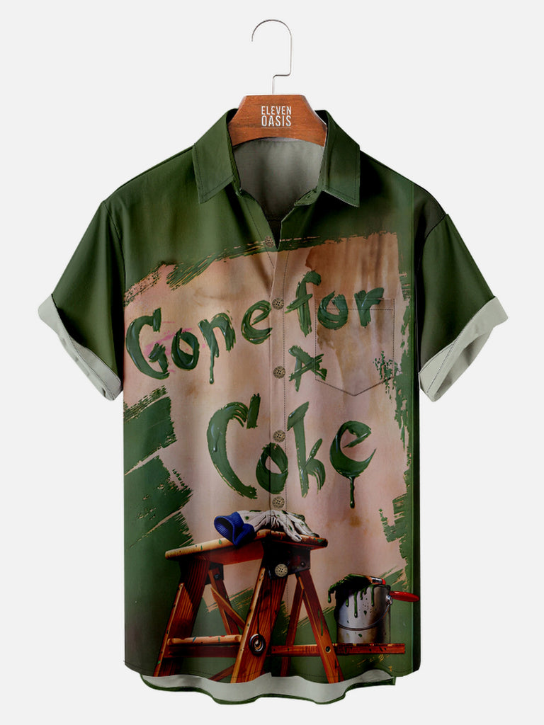 Men's Funny Gone for a Coke Short Sleeve Shirt, mens short sleeve shirts£¬big and tall mens shirts£¬short sleeve shirts for men£¬mens 4xl shirts£¬casual short sleeve shirts