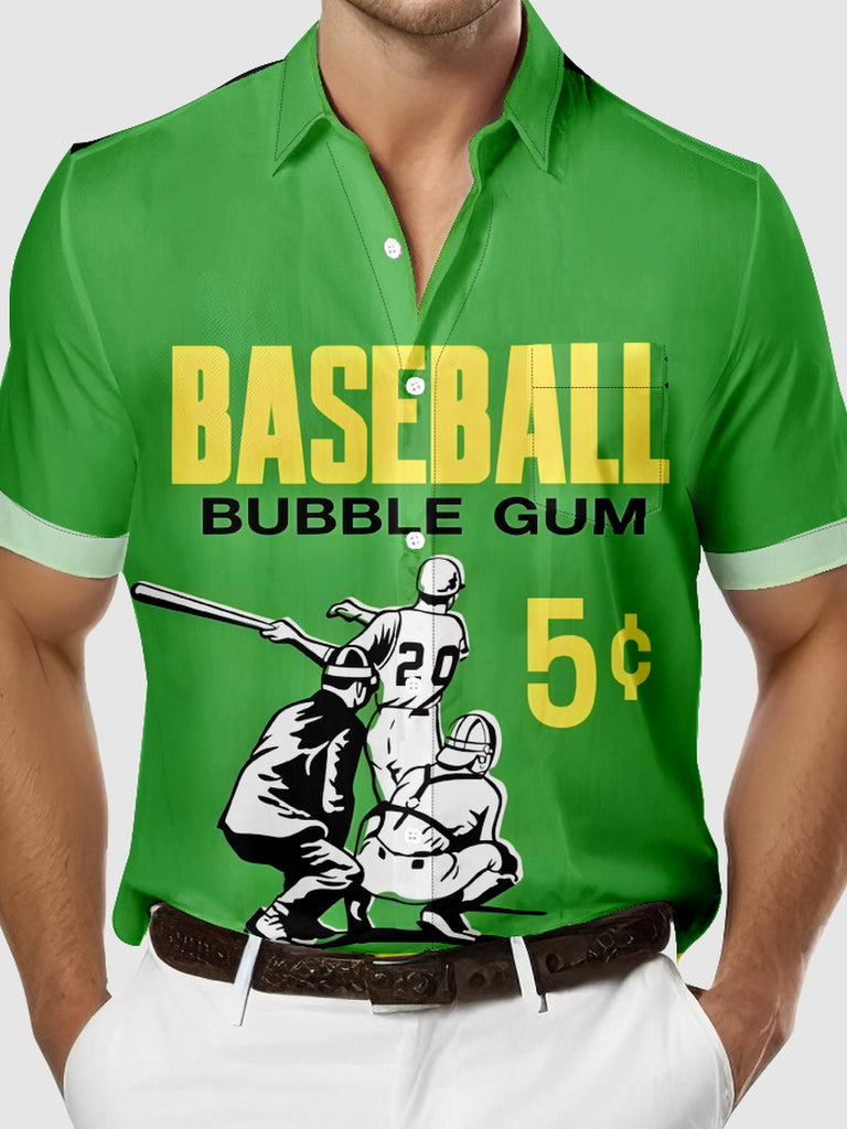 Men's 1964 Topps Baseball Bubble Gum Wrapping Short Sleeve Shirt, mens short sleeve shirts£¬big and tall mens shirts£¬short sleeve shirts for men£¬mens 4xl shirts£¬casual short sleeve shirts