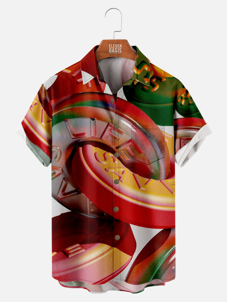 Men's Colorful 3D Lifesaver Candy Short Sleeve Shirt, mens short sleeve shirts¡ê?big and tall mens shirts¡ê?short sleeve shirts for men¡ê?mens 4xl shirts¡ê?casual short sleeve shirts