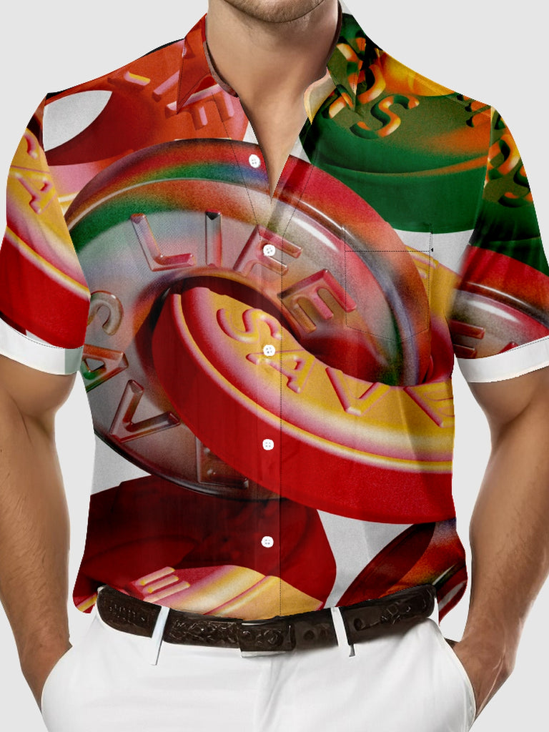 Men's Colorful 3D Lifesaver Candy Short Sleeve Shirt, mens short sleeve shirts¡ê?big and tall mens shirts¡ê?short sleeve shirts for men¡ê?mens 4xl shirts¡ê?casual short sleeve shirts