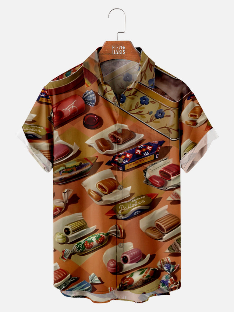 Men's Retro Assorted Candy Short Sleeve Shirt, mens short sleeve shirts£¬big and tall mens shirts£¬short sleeve shirts for men£¬mens 4xl shirts£¬casual short sleeve shirts