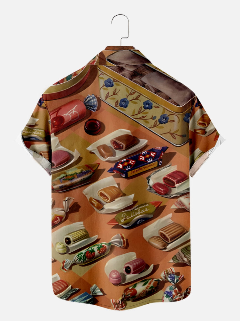 Men's Retro Assorted Candy Short Sleeve Shirt, mens short sleeve shirts£¬big and tall mens shirts£¬short sleeve shirts for men£¬mens 4xl shirts£¬casual short sleeve shirts