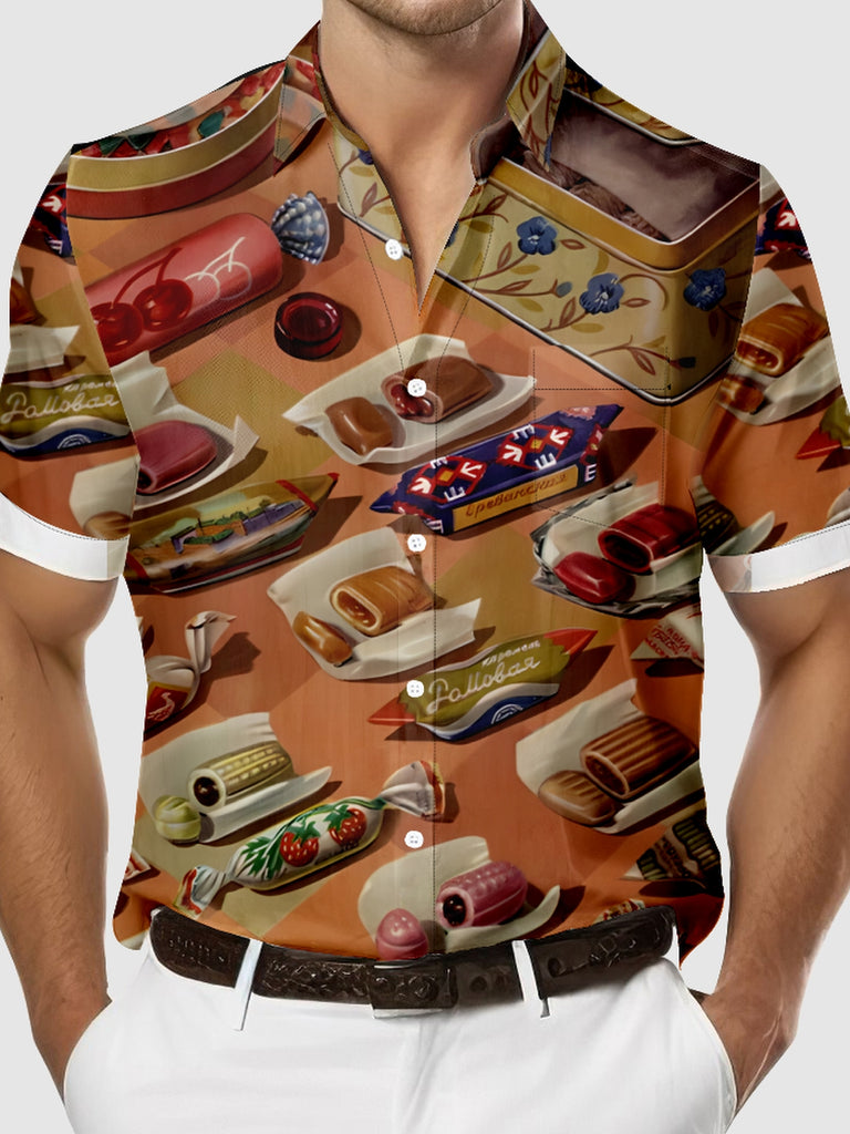 Men's Retro Assorted Candy Short Sleeve Shirt, mens short sleeve shirts£¬big and tall mens shirts£¬short sleeve shirts for men£¬mens 4xl shirts£¬casual short sleeve shirts