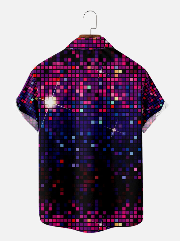 Men's Close-up of a Disco Ball Time to Party Short Sleeve Short, mens short sleeve shirts£¬big and tall mens shirts£¬short sleeve shirts for men£¬mens 4xl shirts£¬casual short sleeve shirts