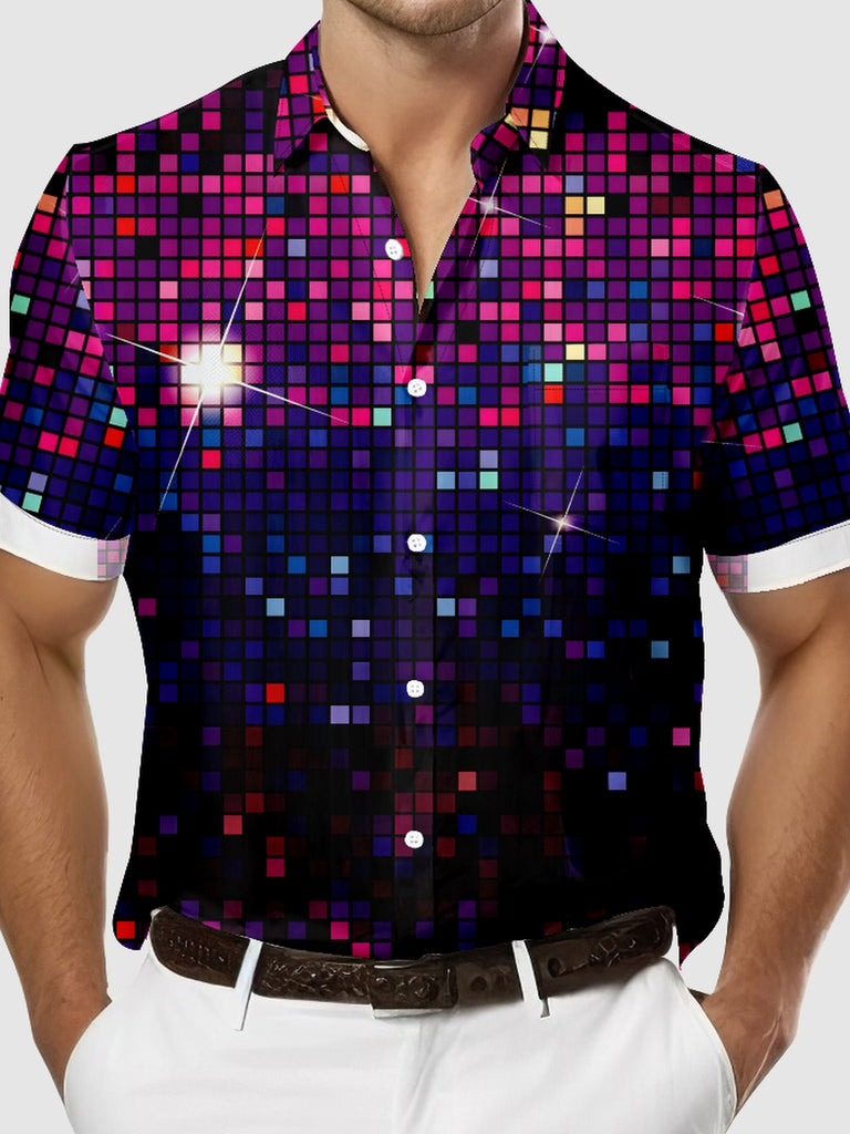 Men's Close-up of a Disco Ball Time to Party Short Sleeve Short, mens short sleeve shirts£¬big and tall mens shirts£¬short sleeve shirts for men£¬mens 4xl shirts£¬casual short sleeve shirts