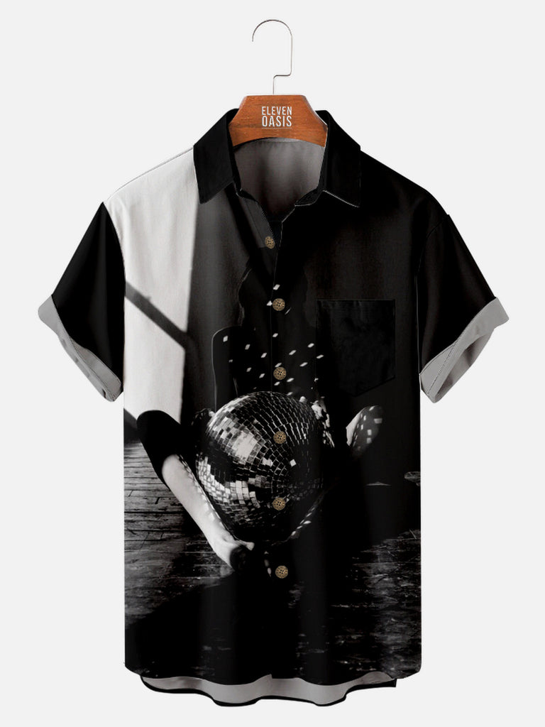 Men's Sexy Silhouette with a Disco Ball Short Sleeve Shirt, mens short sleeve shirts£¬big and tall mens shirts£¬short sleeve shirts for men£¬mens 4xl shirts£¬casual short sleeve shirts