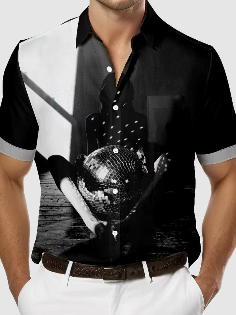 Men's Sexy Silhouette with a Disco Ball Short Sleeve Shirt, mens short sleeve shirts£¬big and tall mens shirts£¬short sleeve shirts for men£¬mens 4xl shirts£¬casual short sleeve shirts