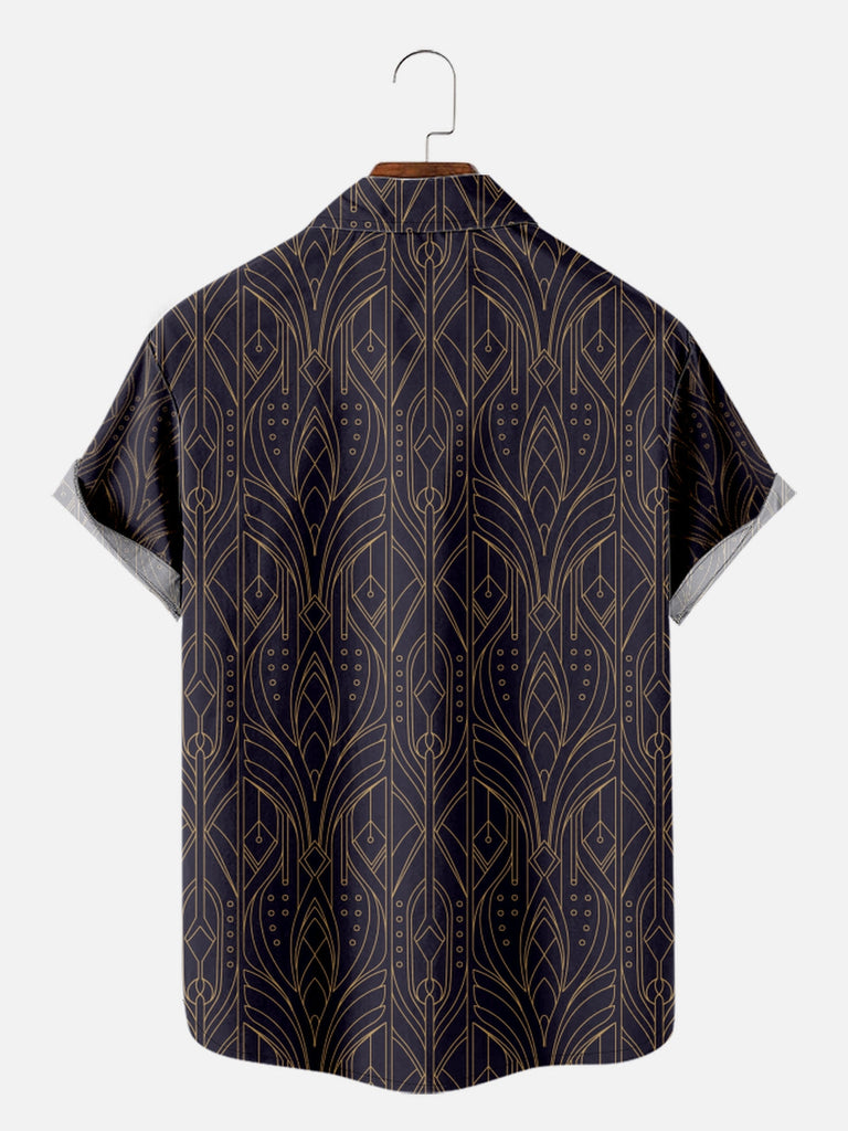 Men's Art Deco Subtle Great Gatsby Pattern Short Sleeve Shirt, mens short sleeve shirts¡ê?big and tall mens shirts¡ê?short sleeve shirts for men¡ê?mens 4xl shirts¡ê?casual short sleeve shirts