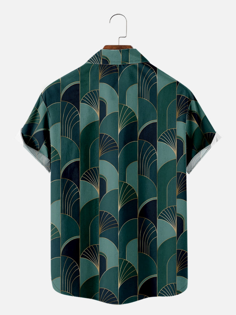 Men's Green Art Deco Great Gatsby Inspired Short Sleeve Shirt, mens short sleeve shirts¡ê?big and tall mens shirts¡ê?short sleeve shirts for men¡ê?mens 4xl shirts¡ê?casual short sleeve shirts