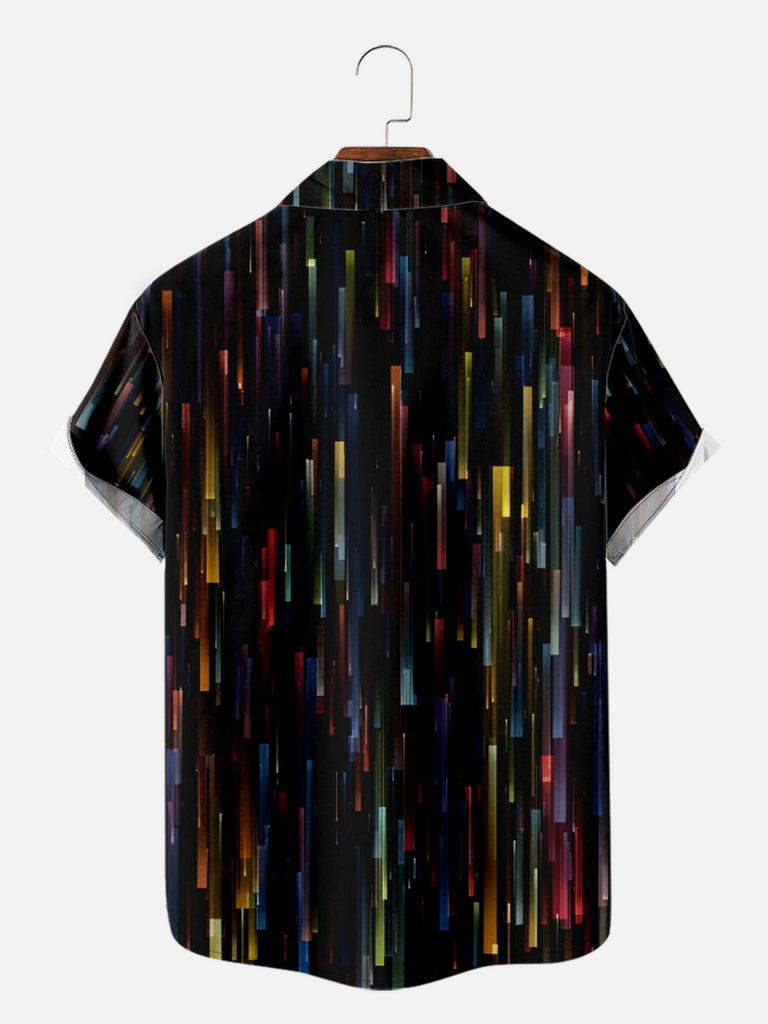 Men's Colorful Gradient Stripe Lights Short Sleeve Shirt, mens short sleeve shirts£¬big and tall mens shirts£¬short sleeve shirts for men£¬mens 4xl shirts£¬casual short sleeve shirts