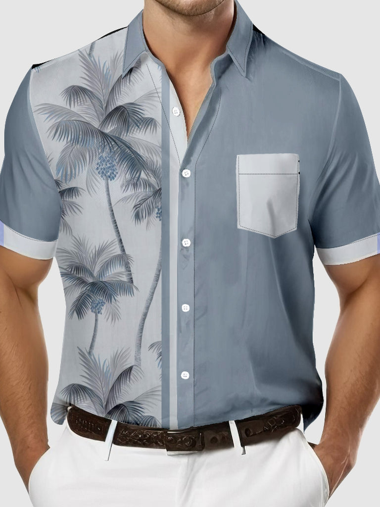 Men's Coconut Tree Casual Breathable Short Sleeve Hawaiian ShirtMens short sleeve shirts Big and tall Mens shirts Short sleeve shirts for men Mens 4xl shirts Casual short sleeve shirts