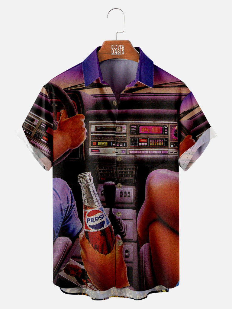 Men's Driving into the Sunset with a Lady and a Pepsi Short Sleeve Shirt, mens short sleeve shirts£¬big and tall mens shirts£¬short sleeve shirts for men£¬mens 4xl shirts£¬casual short sleeve shirts