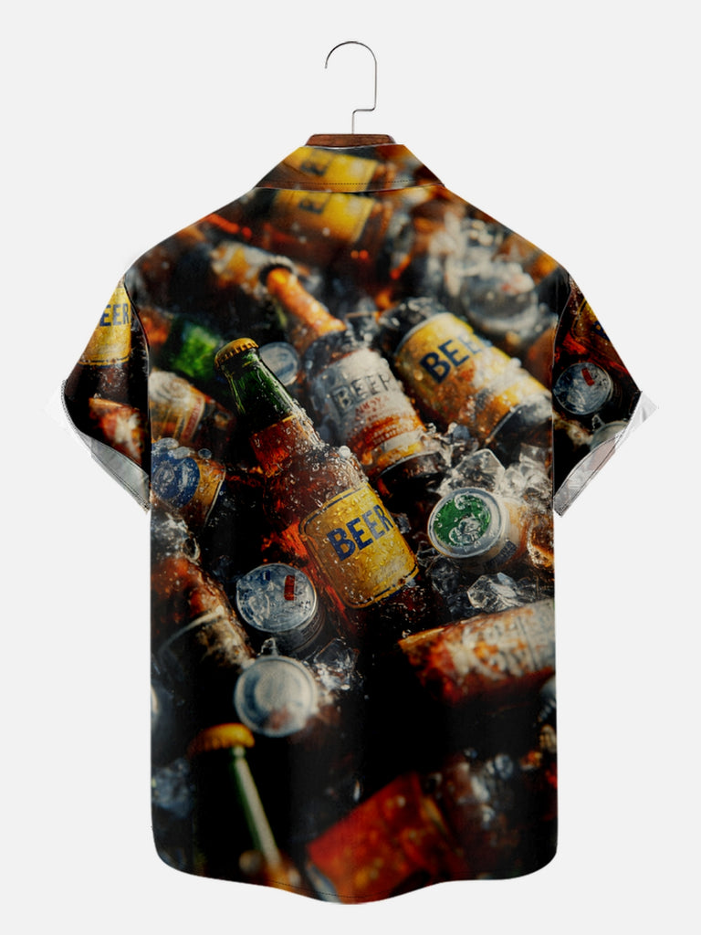 Men's Beers on Ice Refreshing Short Sleeve Shirt, mens short sleeve shirts£¬big and tall mens shirts£¬short sleeve shirts for men£¬mens 4xl shirts£¬casual short sleeve shirts