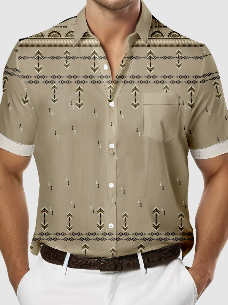 Men's Simple Aztec Print Everyday Short Sleeve Shirt, mens short sleeve shirts¡ê?big and tall mens shirts¡ê?short sleeve shirts for men¡ê?mens 4xl shirts¡ê?casual short sleeve shirts