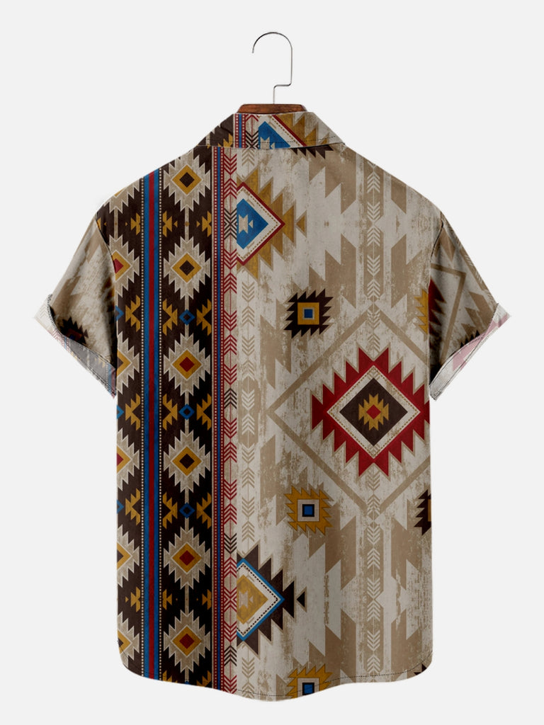 Men's Aztec Print Half and Half Design Short Sleeve Shirt, mens short sleeve shirts¡ê?big and tall mens shirts¡ê?short sleeve shirts for men¡ê?mens 4xl shirts¡ê?casual short sleeve shirts