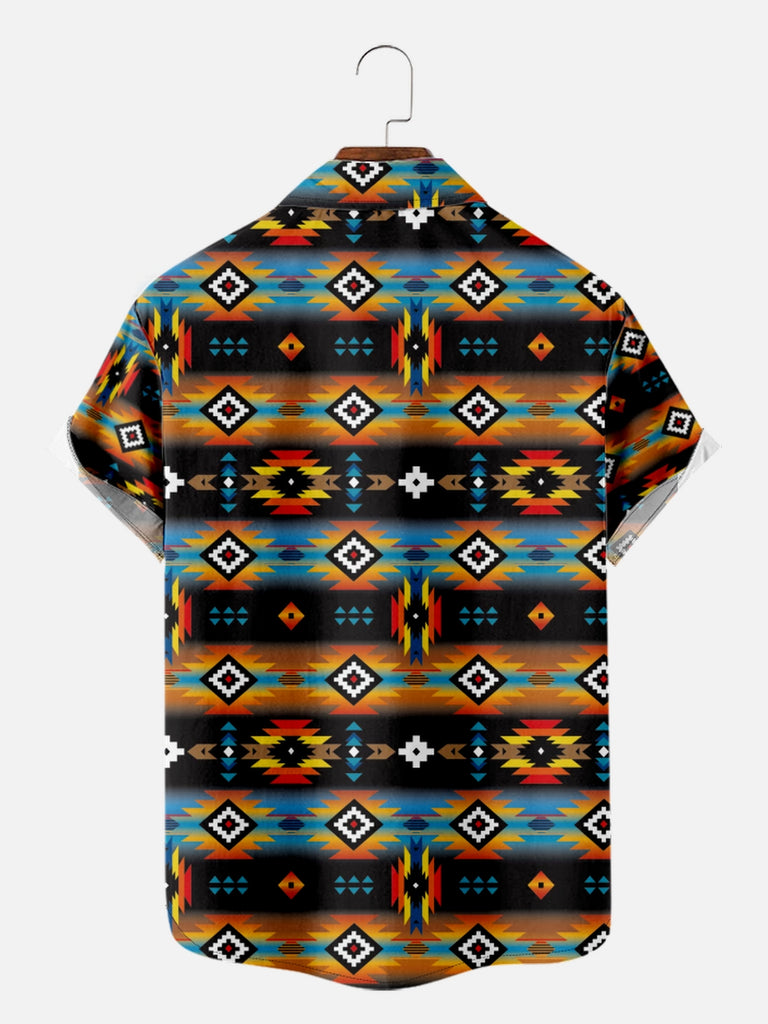 Men's Bright Western Aztec Print Short Sleeve Shirt, mens short sleeve shirts¡ê?big and tall mens shirts¡ê?short sleeve shirts for men¡ê?mens 4xl shirts¡ê?casual short sleeve shirts